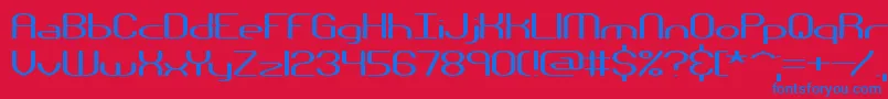 NanosecondWideBrk-Schriftart – Blaue Schriften auf rotem Hintergrund
