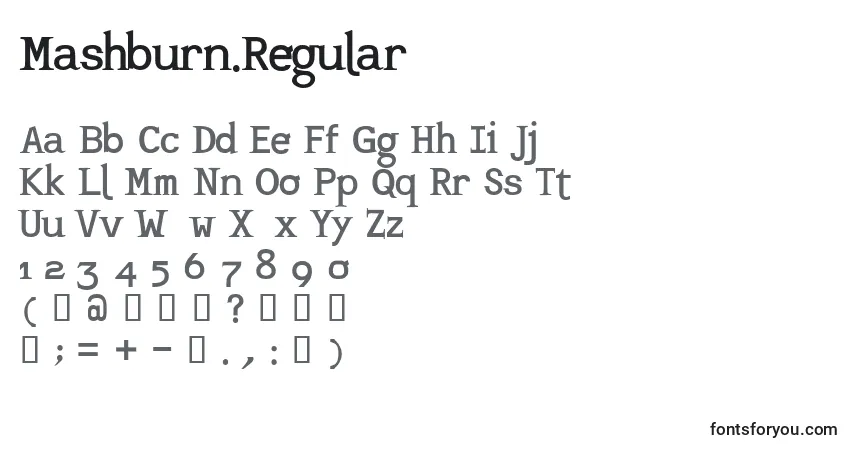 Schriftart Mashburn.Regular – Alphabet, Zahlen, spezielle Symbole