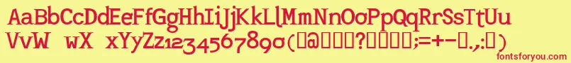 Mashburn.Regular-fontti – punaiset fontit keltaisella taustalla