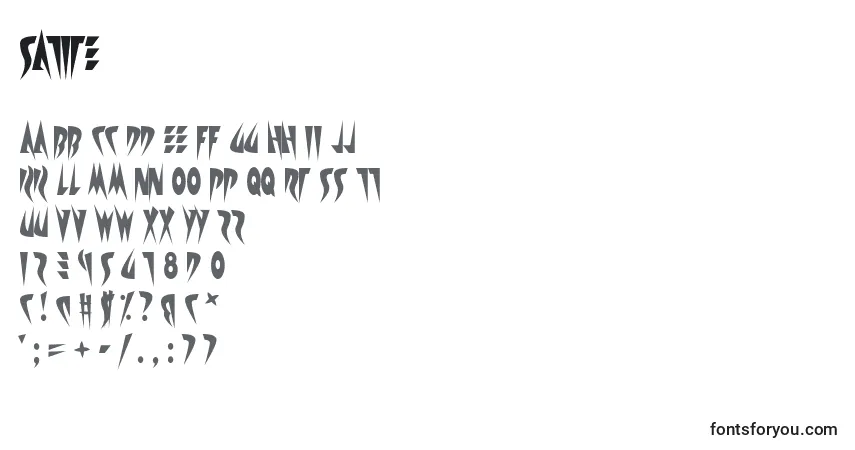 Fuente Satire - alfabeto, números, caracteres especiales