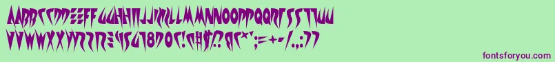 Satire-Schriftart – Violette Schriften auf grünem Hintergrund