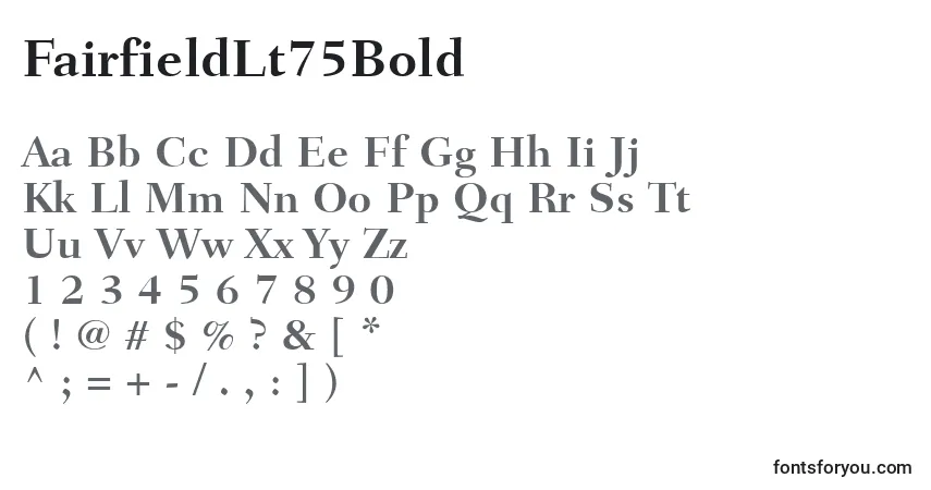 Czcionka FairfieldLt75Bold – alfabet, cyfry, specjalne znaki
