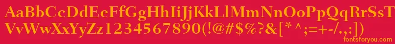 フォントFairfieldLt75Bold – 赤い背景にオレンジの文字