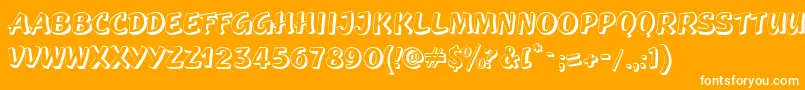 GeckoverticalRegular-Schriftart – Weiße Schriften auf orangefarbenem Hintergrund