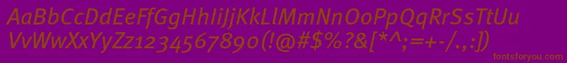 MetaproBookitalic Font – Brown Fonts on Purple Background