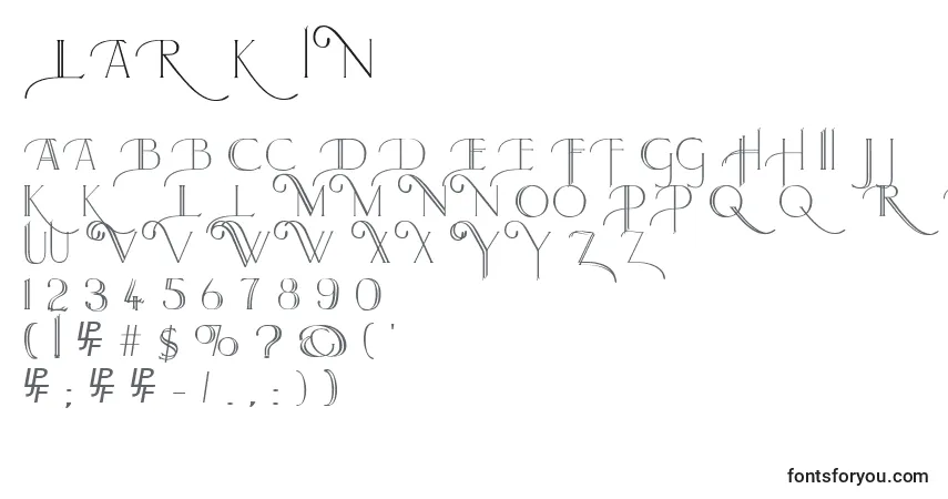 A fonte Larkin – alfabeto, números, caracteres especiais
