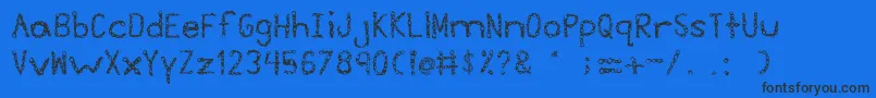 Suds-Schriftart – Schwarze Schriften auf blauem Hintergrund