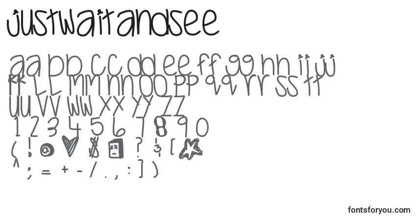 Шрифт Justwaitandsee – алфавит, цифры, специальные символы