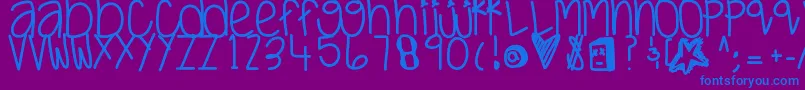 フォントJustwaitandsee – 紫色の背景に青い文字