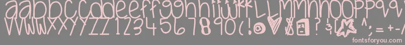 Justwaitandsee-fontti – vaaleanpunaiset fontit harmaalla taustalla