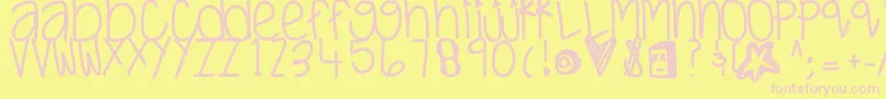 Justwaitandsee Font – Pink Fonts on Yellow Background