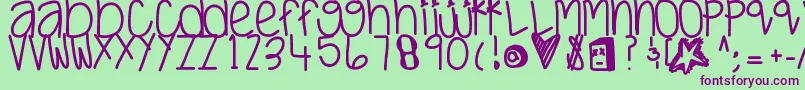Justwaitandsee-fontti – violetit fontit vihreällä taustalla