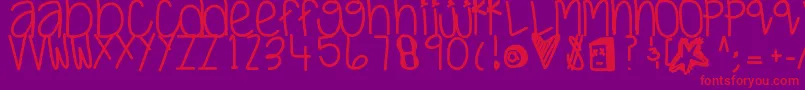 Fonte Justwaitandsee – fontes vermelhas em um fundo violeta