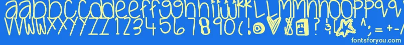 Justwaitandsee-fontti – keltaiset fontit sinisellä taustalla