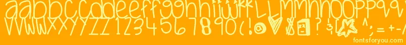 Justwaitandsee-fontti – keltaiset fontit oranssilla taustalla