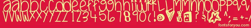 Justwaitandsee-fontti – keltaiset fontit punaisella taustalla