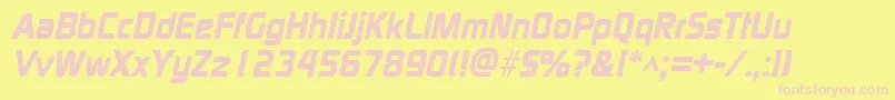 ModaerneheavyItalic Font – Pink Fonts on Yellow Background