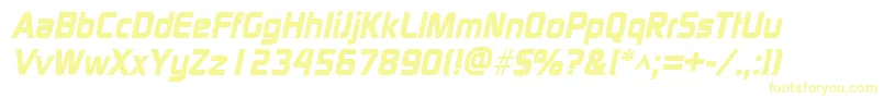 Шрифт ModaerneheavyItalic – жёлтые шрифты на белом фоне