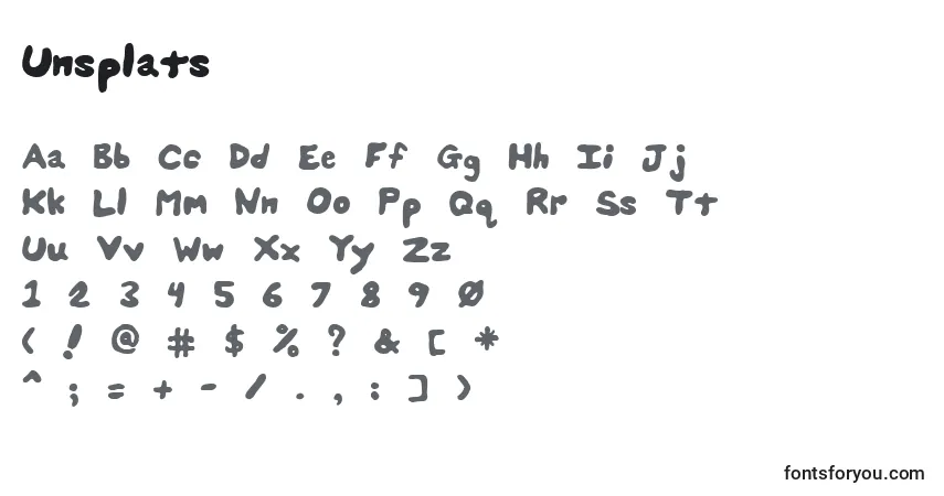 Czcionka Unsplats – alfabet, cyfry, specjalne znaki
