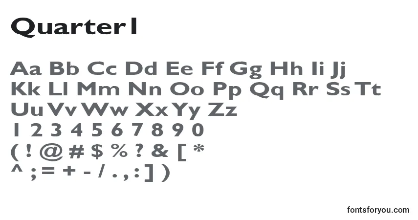 Czcionka Quarter1 – alfabet, cyfry, specjalne znaki