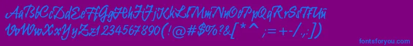 Krugmannbrush-Schriftart – Blaue Schriften auf violettem Hintergrund