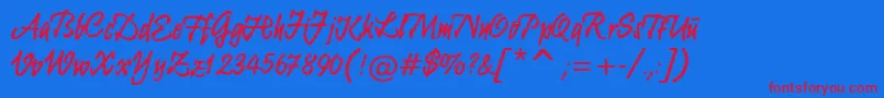 Krugmannbrush Font – Red Fonts on Blue Background