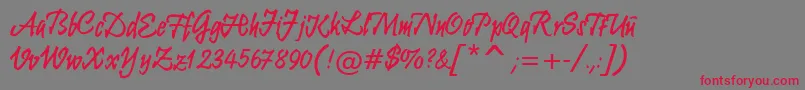 Krugmannbrush-Schriftart – Rote Schriften auf grauem Hintergrund