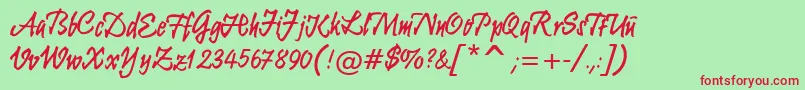 Krugmannbrush Font – Red Fonts on Green Background