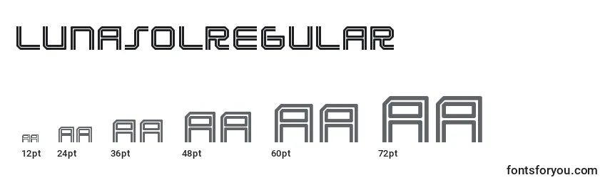 Размеры шрифта LunasolRegular