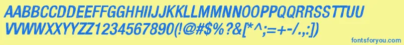 Fonte KelpoticoItalic – fontes azuis em um fundo amarelo