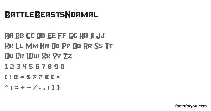 Czcionka BattleBeastsNormal – alfabet, cyfry, specjalne znaki