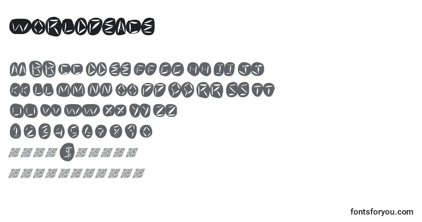 Шрифт Worldpeace – алфавит, цифры, специальные символы