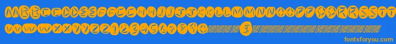 Worldpeace-Schriftart – Orangefarbene Schriften auf blauem Hintergrund