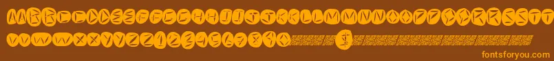 フォントWorldpeace – オレンジ色の文字が茶色の背景にあります。