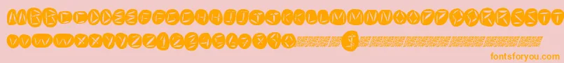 フォントWorldpeace – オレンジの文字がピンクの背景にあります。