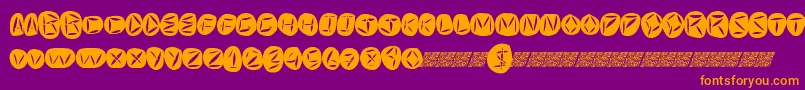 Worldpeace-Schriftart – Orangefarbene Schriften auf violettem Hintergrund