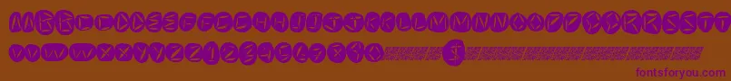 フォントWorldpeace – 紫色のフォント、茶色の背景