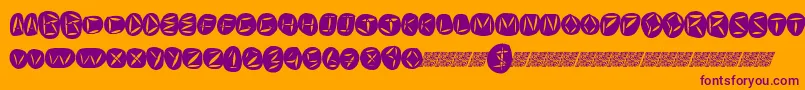 Czcionka Worldpeace – fioletowe czcionki na pomarańczowym tle
