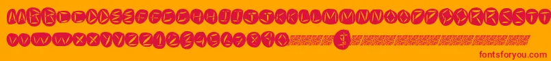 Worldpeace-Schriftart – Rote Schriften auf orangefarbenem Hintergrund