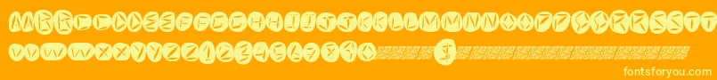 Worldpeace-Schriftart – Gelbe Schriften auf orangefarbenem Hintergrund
