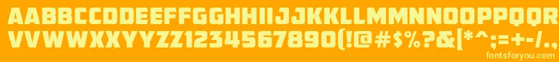 AmcapEternal-Schriftart – Gelbe Schriften auf orangefarbenem Hintergrund