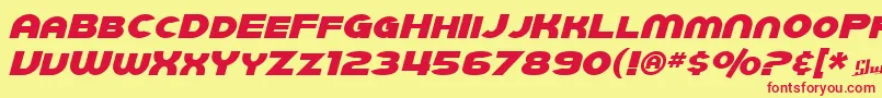 Więcej informacji o czcionce SfJuggernautItalic Czcionka SfJuggernautItalic – czerwone czcionki na żółtym tle