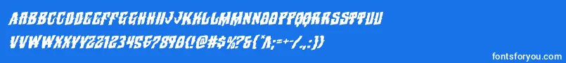 フォントWarlocksalerotatal – 青い背景に白い文字