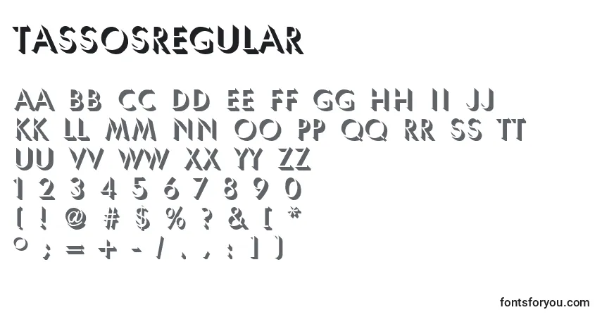 A fonte TassosRegular – alfabeto, números, caracteres especiais