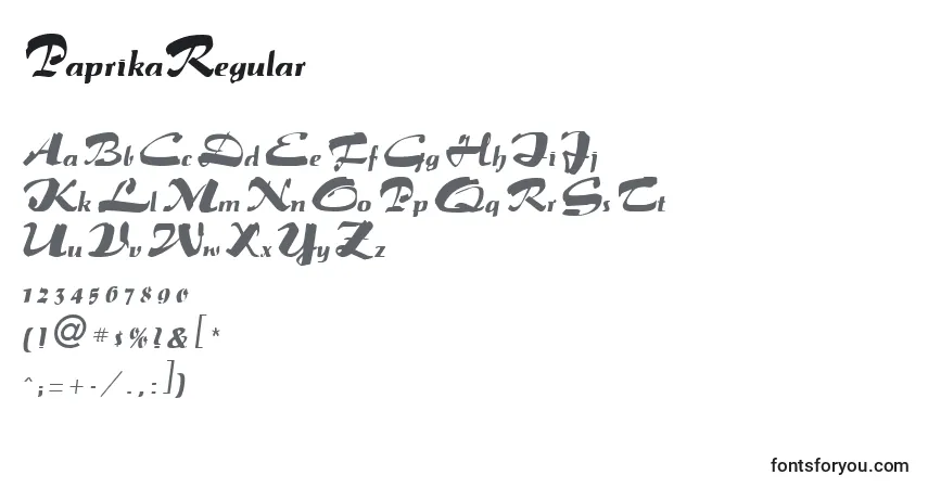 PaprikaRegular Font – alphabet, numbers, special characters