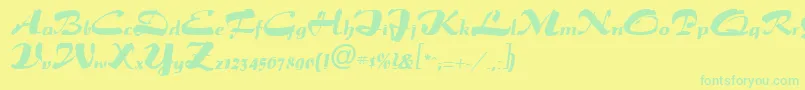 Fonte PaprikaRegular – fontes verdes em um fundo amarelo