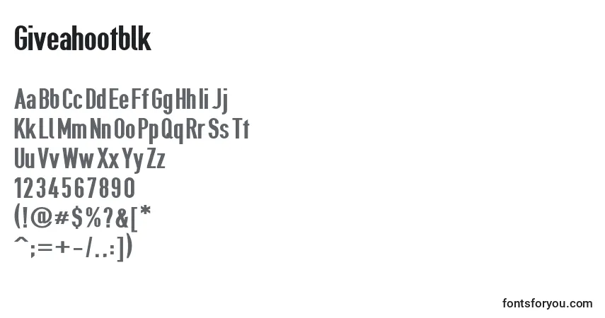 Czcionka Giveahootblk – alfabet, cyfry, specjalne znaki