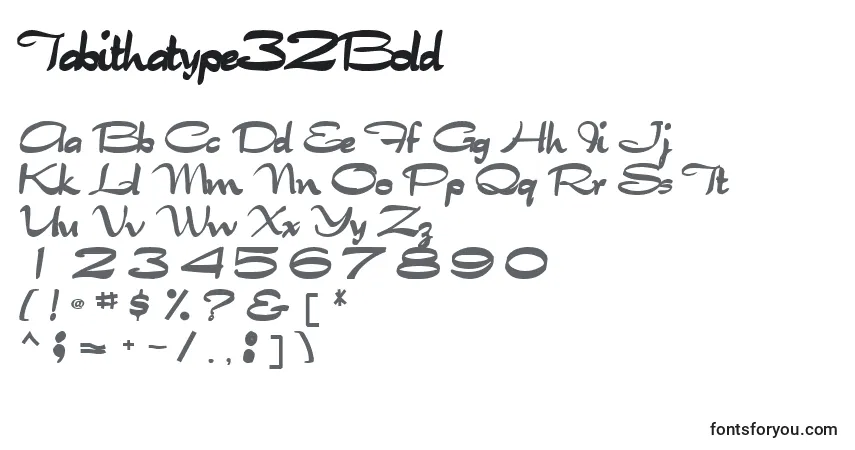 Шрифт Tabithatype32Bold – алфавит, цифры, специальные символы