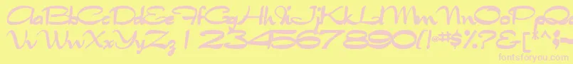 Tabithatype32Bold-Schriftart – Rosa Schriften auf gelbem Hintergrund