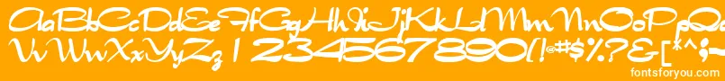 Tabithatype32Bold-Schriftart – Weiße Schriften auf orangefarbenem Hintergrund
